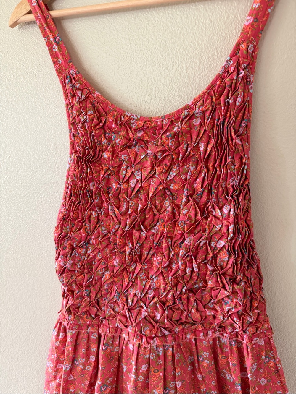 Free People Petunia Floral Backless Boho Smocked Mini Dress Poppy Combo Size L - Picture 5 of 11